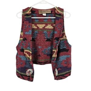 Vintage Painted Pony Women's Vest Jacket Red Blue Southwestern Tapestry NWT OS